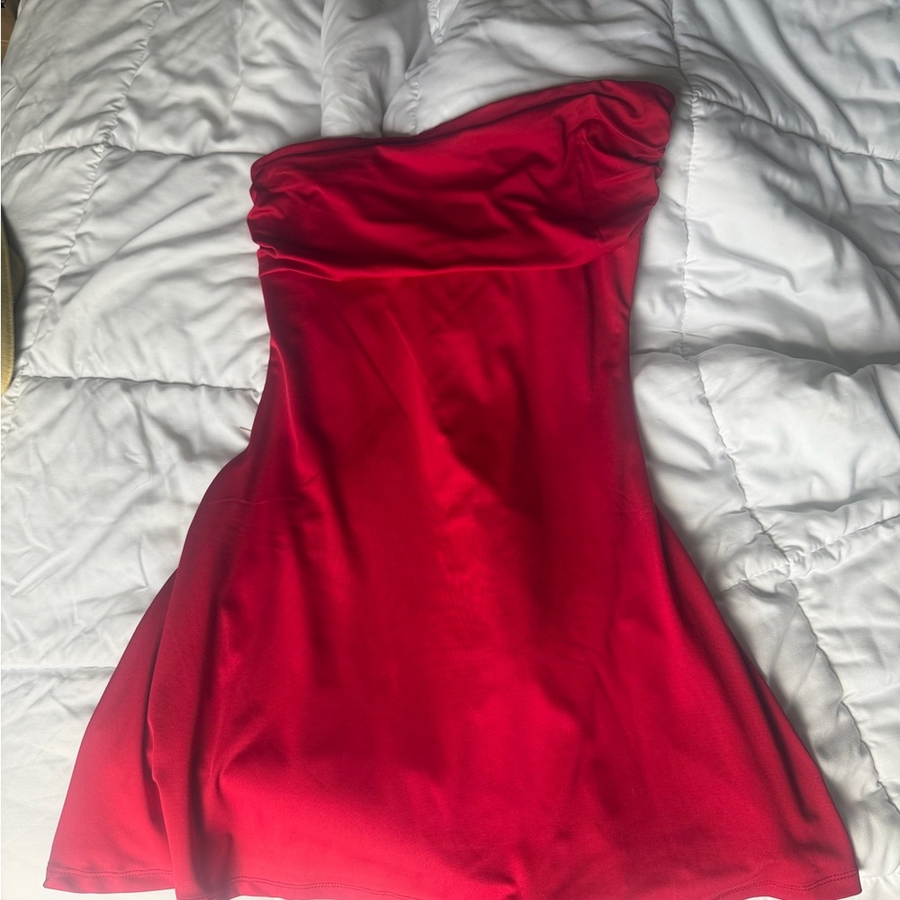 Red American eagle strapless dress